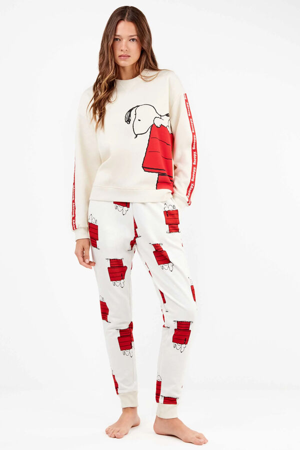 Gisela Conjunto de pijama el&aacute;stica extramacia da casa Snoopy bege