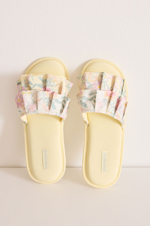 Womensecret Yellow floral open slippers printed