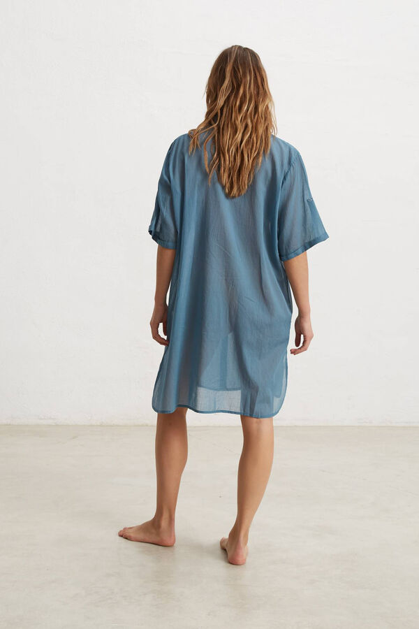 Womensecret Embroidered cotton tunic/shirt bleu
