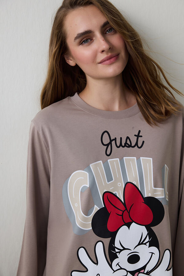 Penti Camis&oacute;n de manga larga con estampado de Mickey Mouse Just Chill beige