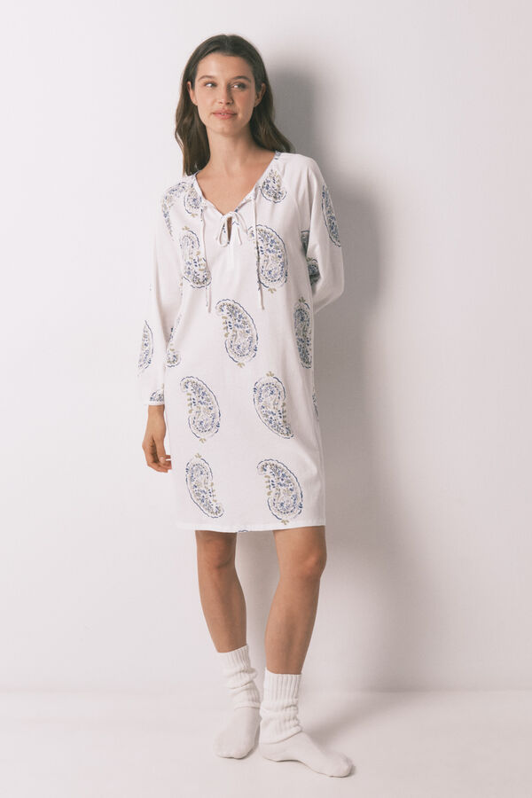 Women'secret Midi Paisley print nightgown white