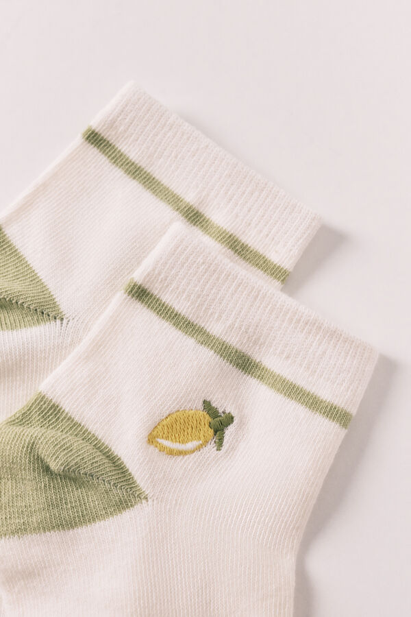 Women'secret Lemon embroidered short socks printed