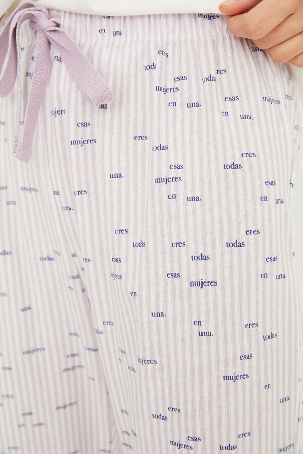 Womensecret Langer Pyjama Weiß 100 % Baumwolle Naturweiß