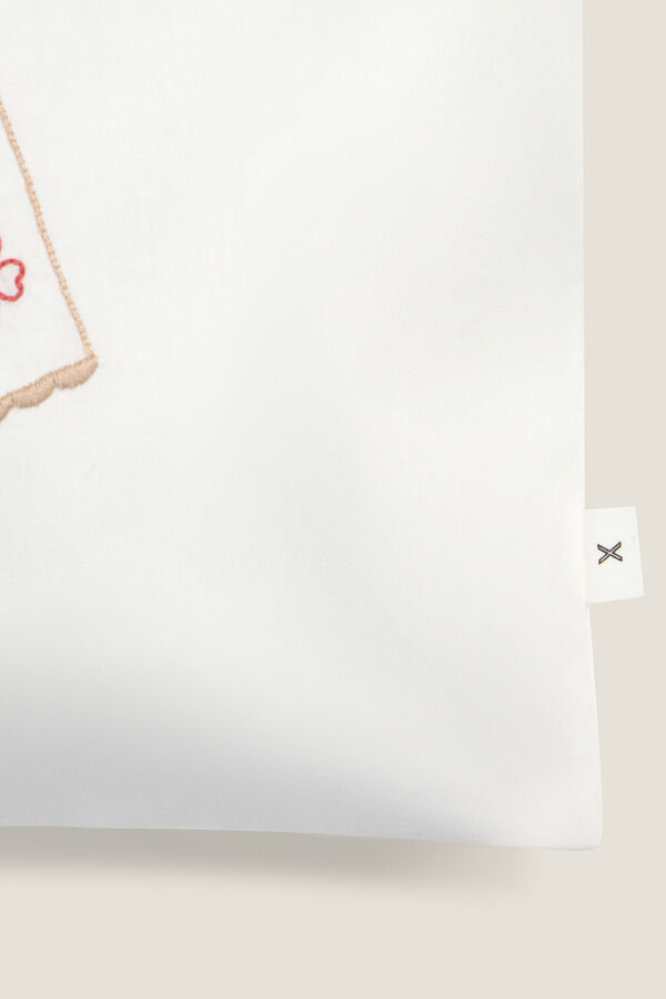 Textura Bolsa algod&oacute;n plastificada bordada blanco