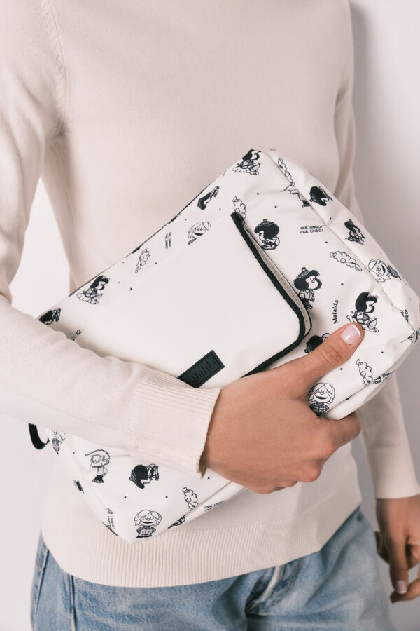 Women'secret N&eacute;cessaire grande em nylon branco Mafalda bege