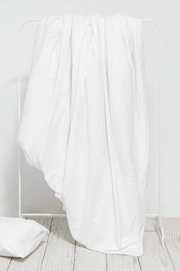 Womensecret Funda nórdica algodón percal bordado. Cama 150-160cm. blanco