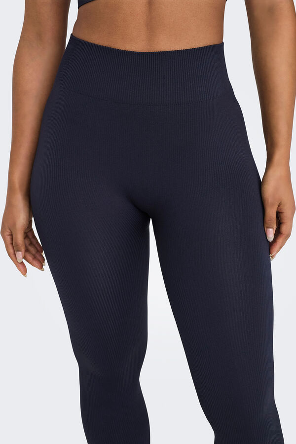 Only Play Leggings com nervuras de cintura alta sem costura azul