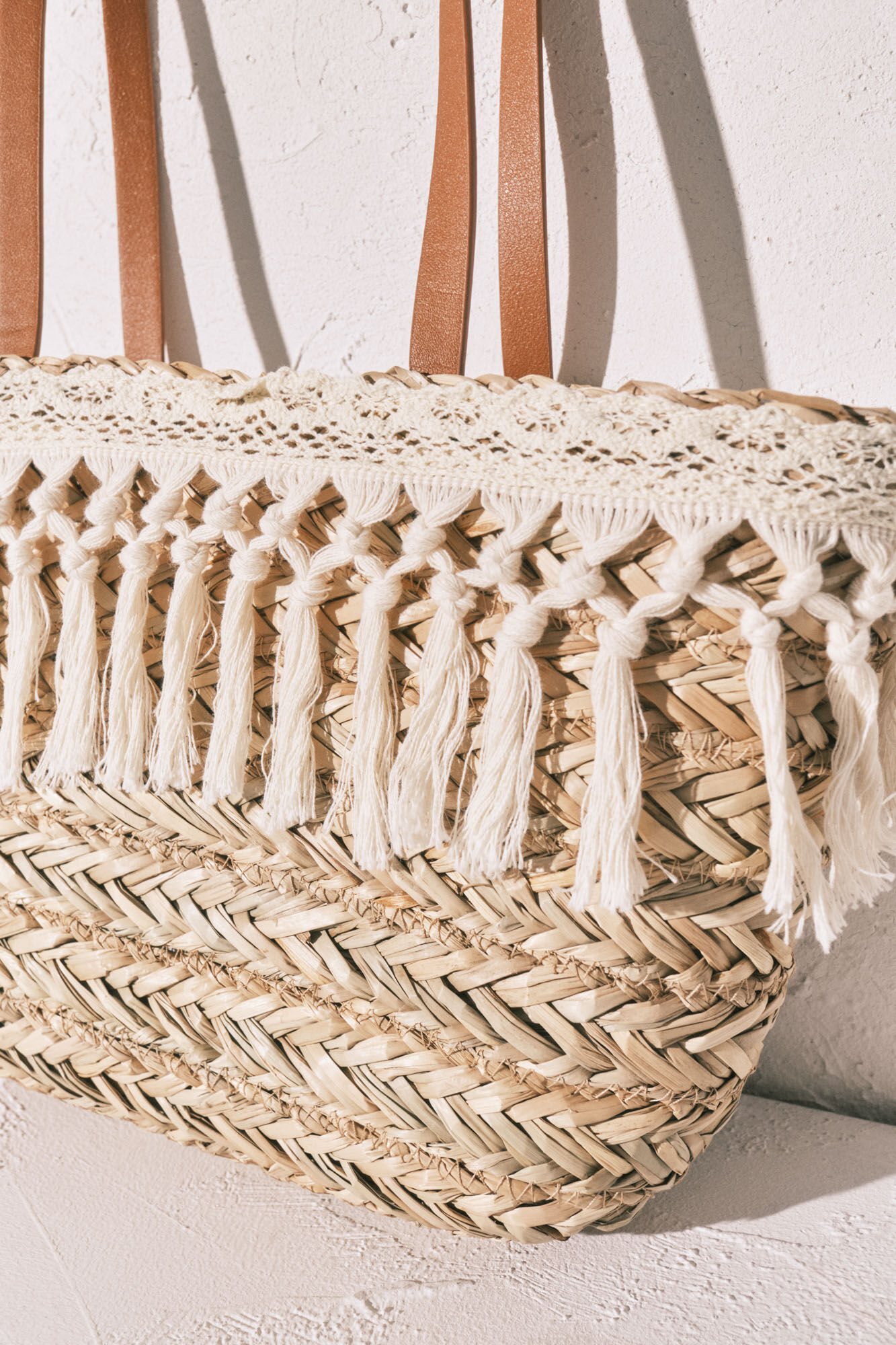 Women'secret Medium raffia and crochet basket bag