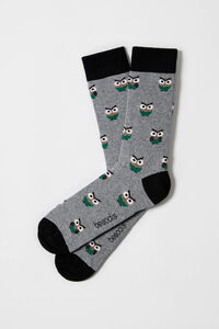 Besocks Meias altas com coruja em algod&atilde;o org&acirc;nico