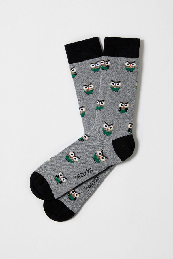 Besocks Owl high socks BESOCKS grey