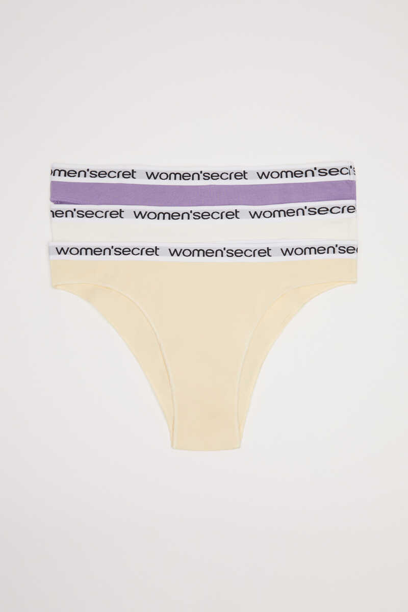 Womensecret 3-pack cotton logo Brazilian panties white