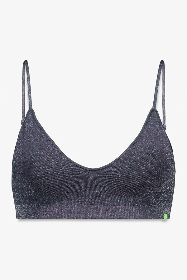 HI&BYE Black Seamless lurex triangle bra grey
