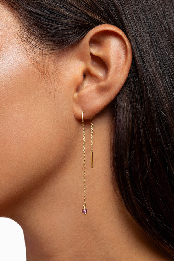 Womensecret Drop Raspberry gold-plated silver earring rávasalt mintás