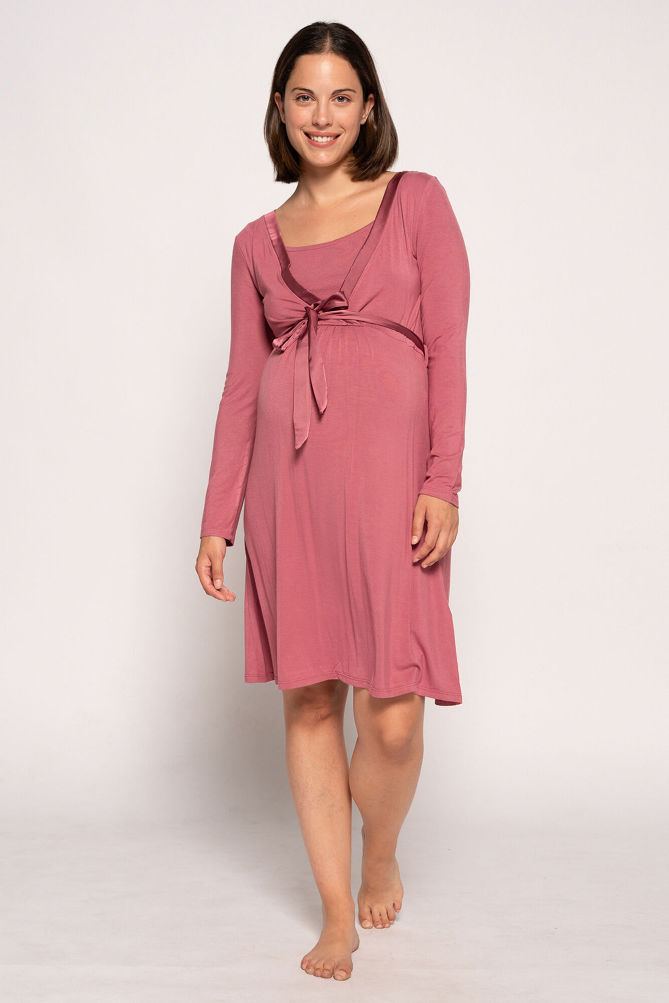 Ohma! Nursing nightgown with satin belt