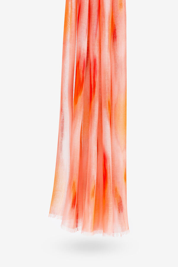 Vilanova Len&ccedil;o com efeito de linho estampado salpicado rouge