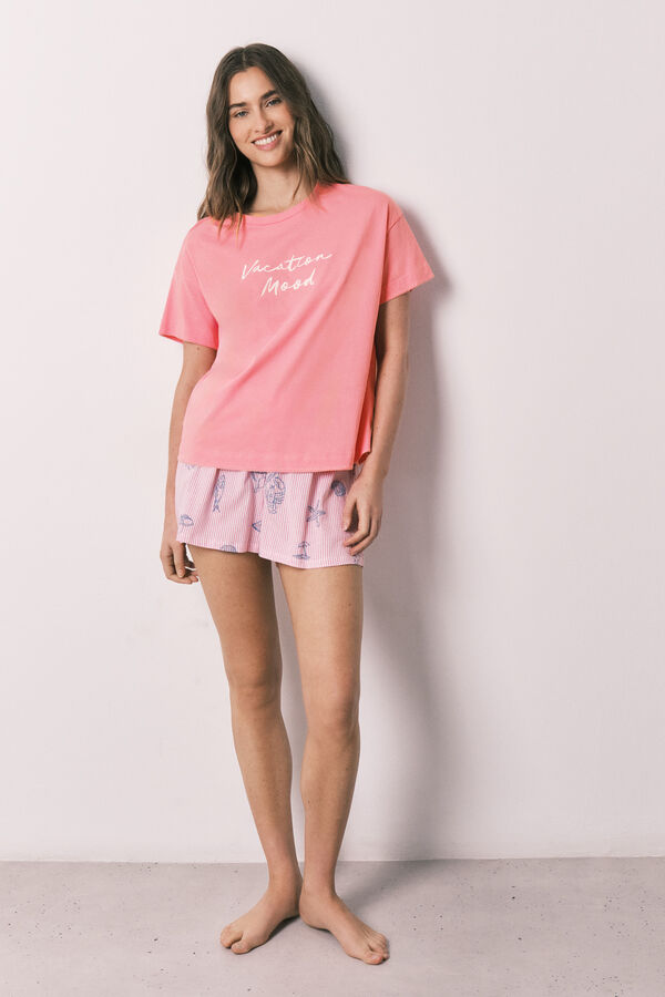 Women'secret Pink cotton short pyjamas pink
