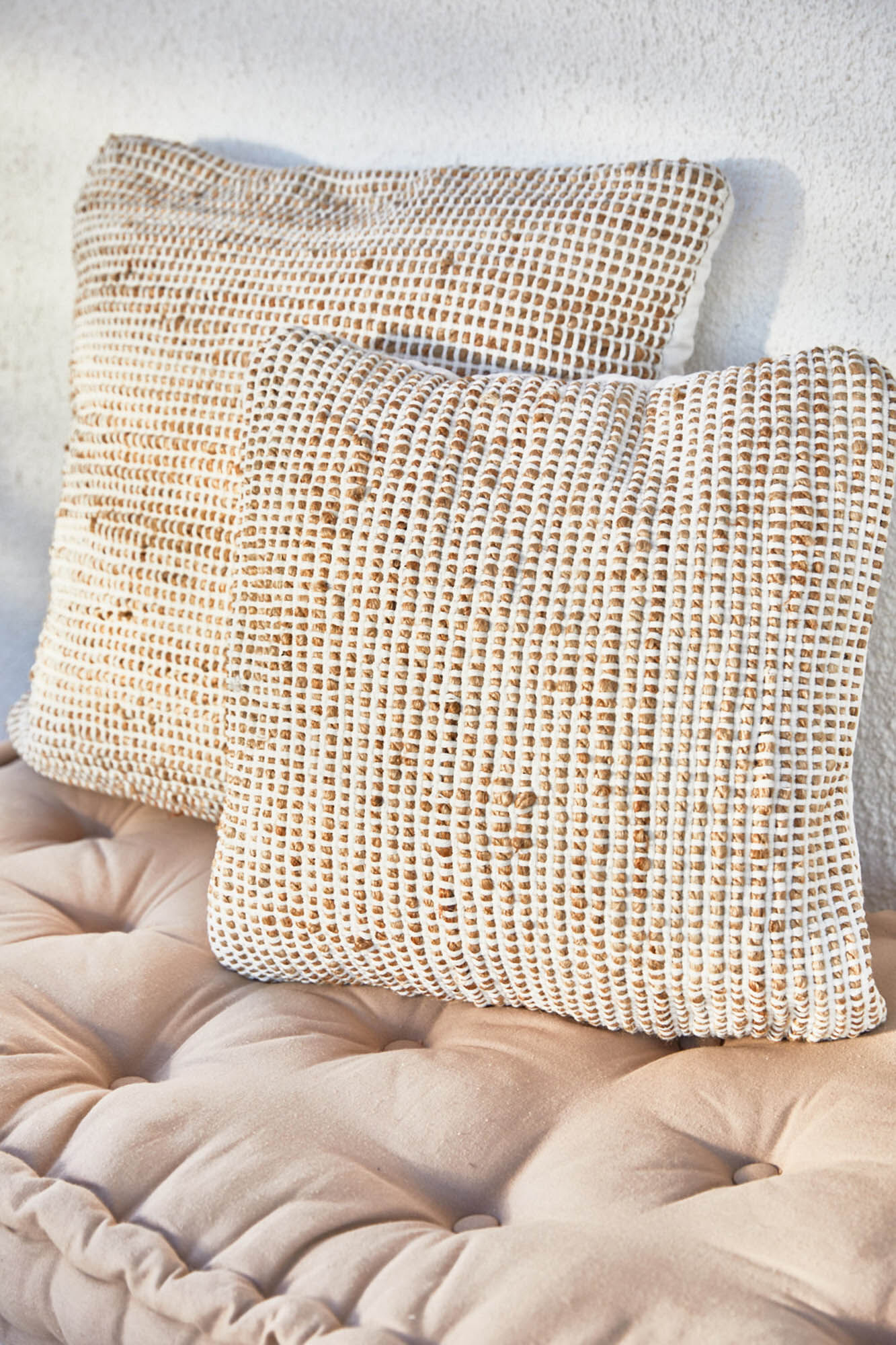 Calma House Capa de coxim de juta e algod&atilde;o cru West