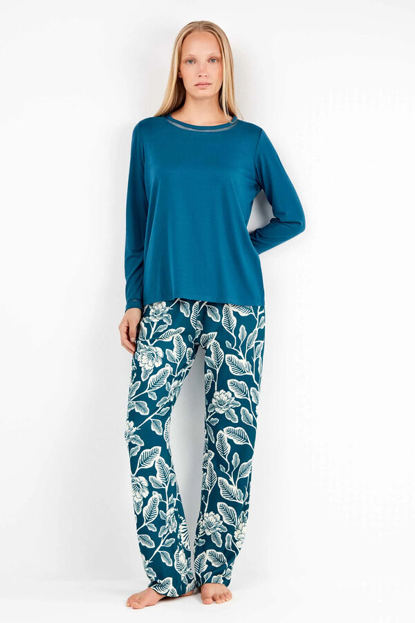 Gisela Contrast trouser pyjamas set mit Print