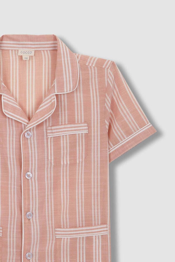 Womensecret Short pyjamas with two-tone orange stripes bordeaux