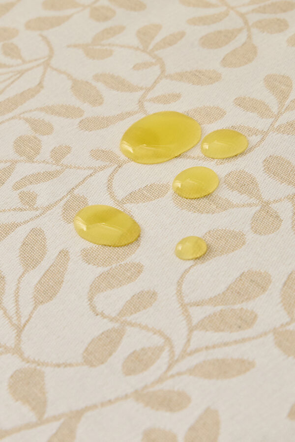 Textura Mantel antimanchas jacquard hojas beige