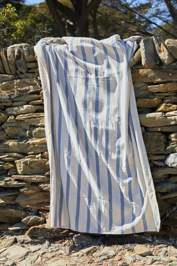 Calma House Toalha de praia Savina azul riscas azul