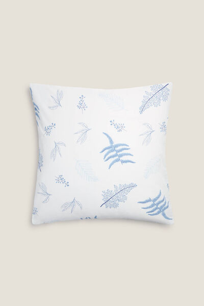 Womensecret Leaf print cotton cushion cover bleu