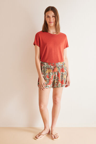 Womensecret Snoopy-Shorts aus Viskose mit tropischem Print mit Print