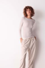Cotonella Casmere long sleeve boat neck T-shirt beige