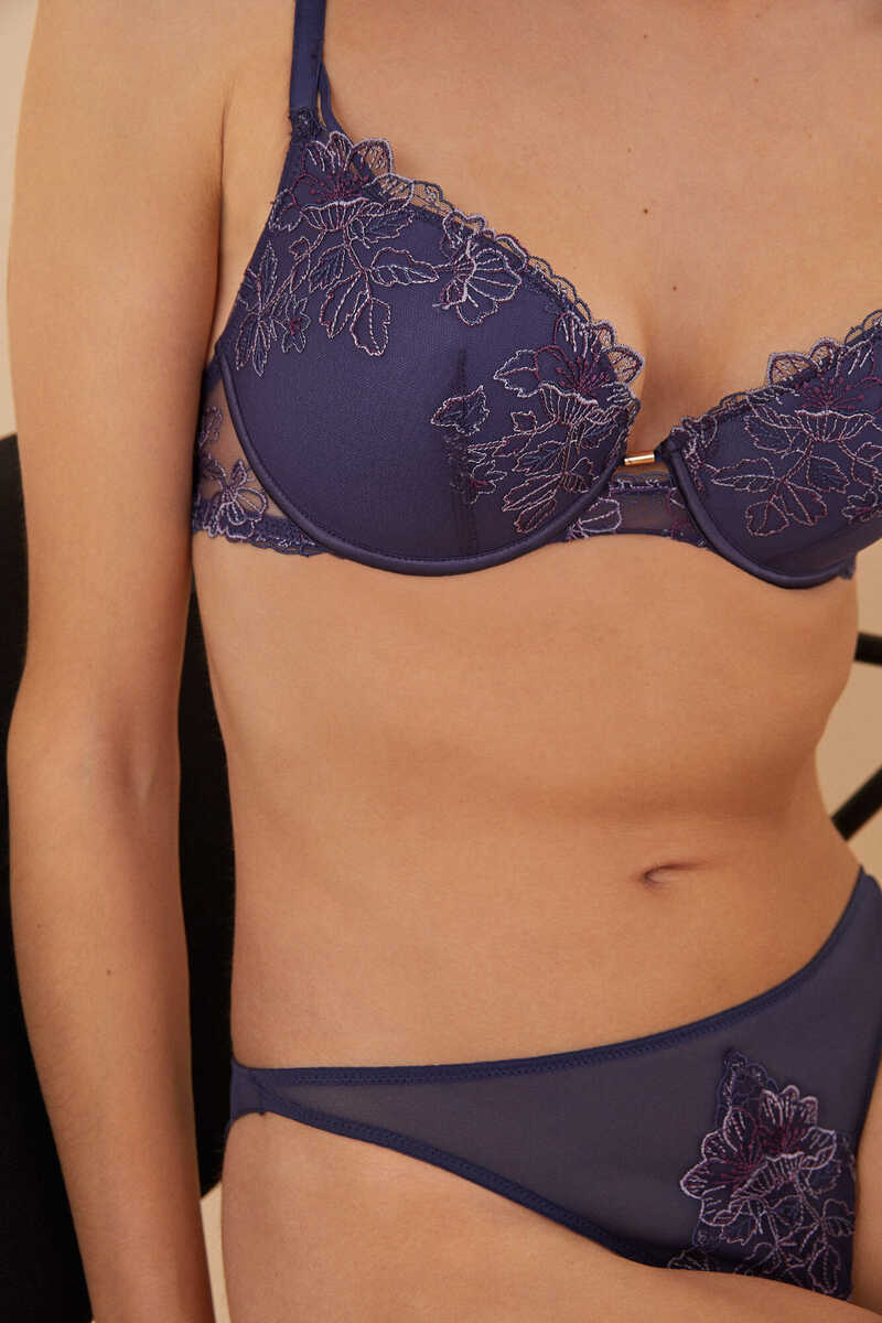 Womensecret GORGEOUS Blue embroidered tulle push-up bra blue