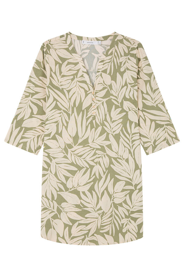 Womensecret T-shirt viscose estampado folhas verde