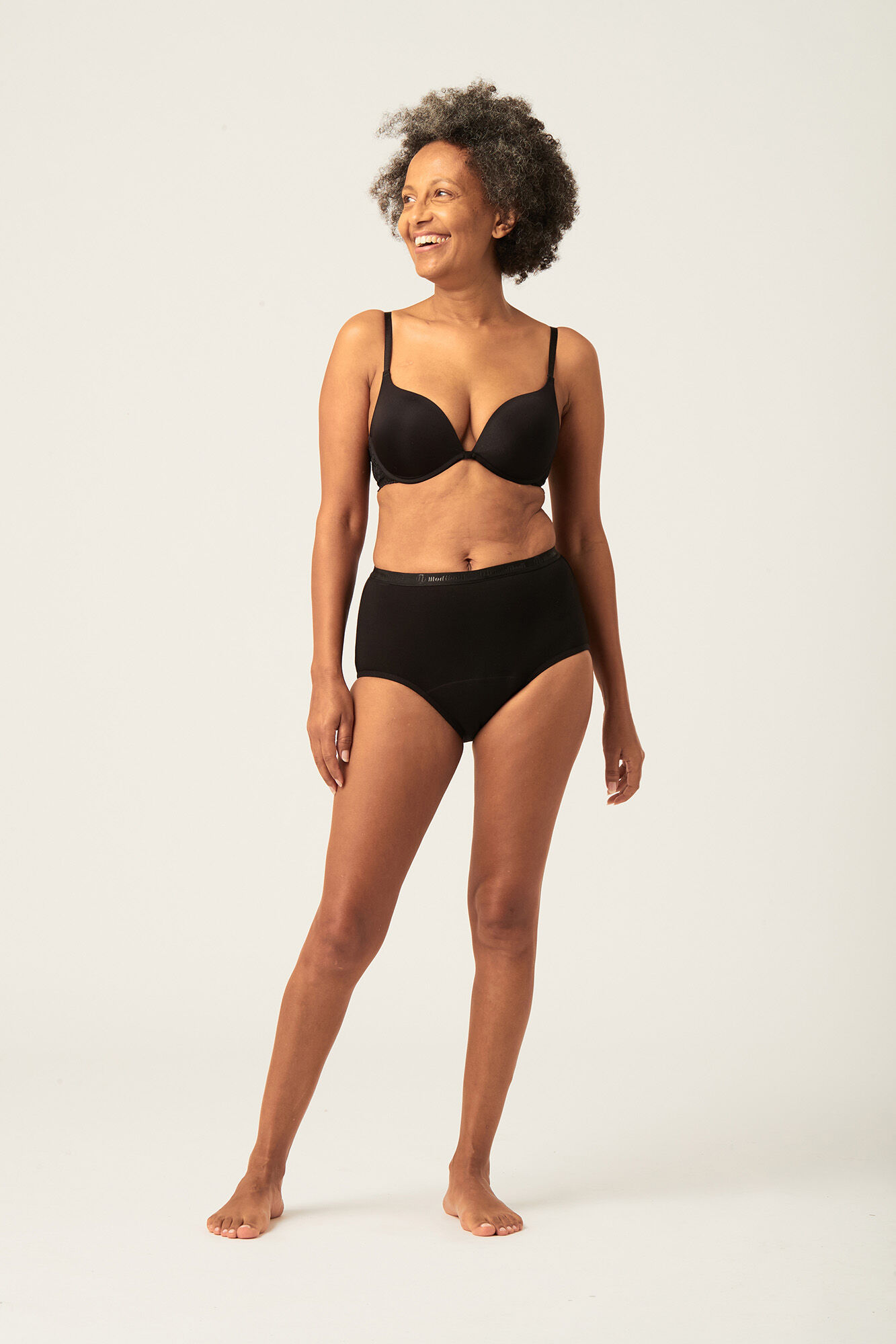 Modibodi Black bamboo classic high-waisted moderate-heavy absorbency period panty