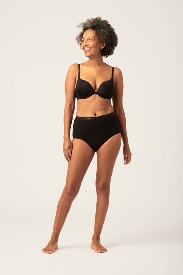 Modibodi Black bamboo classic high-waisted moderate-heavy absorbency period panty black