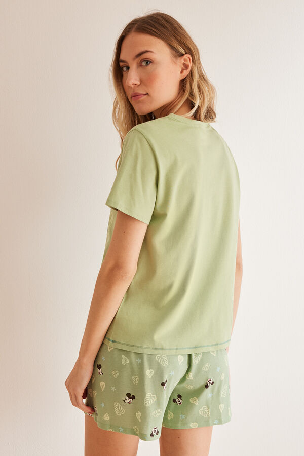 Womensecret Zelena pidžama Mickey od 100 % pamuka Zelena
