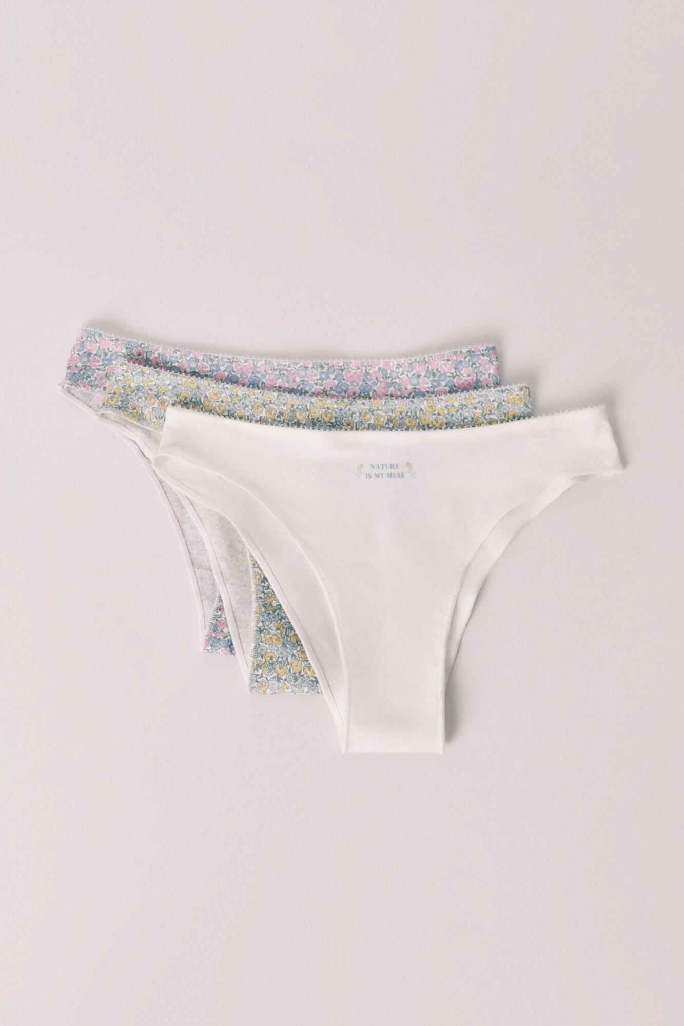 Women'secret Pack 3 floral print cotton Brazilian panties