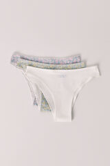 Women'secret Pack 3 floral print cotton Brazilian panties printed