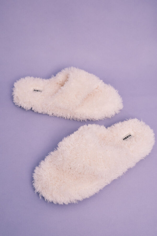 HI&BYE Beige faux shearling slippers beige