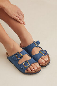 Womensecret Denim sandals with buckle blue