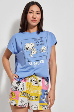 Womensecret Pijama curto com estampado do Snoopy azul