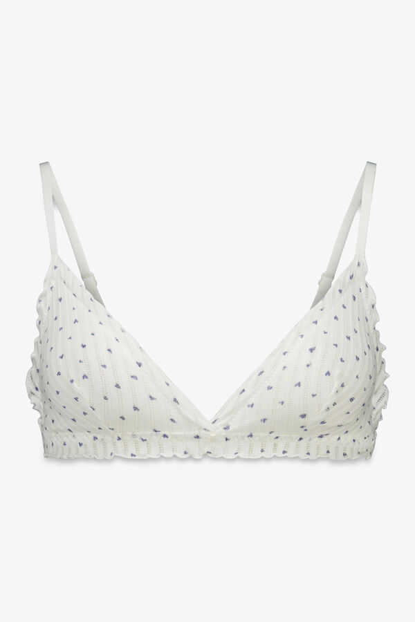 Women'secret White cotton heart print triangle bra NATURAL beige