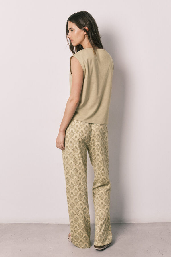 Women'secret Cotton knot long pyjamas beige