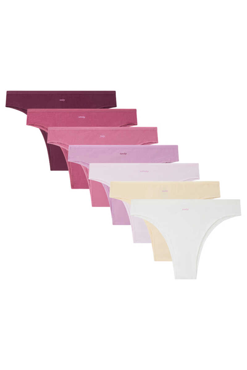 Womensecret 7-pack of pink cotton Brazilian panties white
