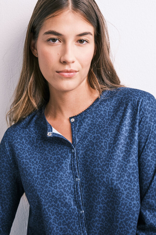 HI&BYE Blue animal print long pyjamas with buttons blue