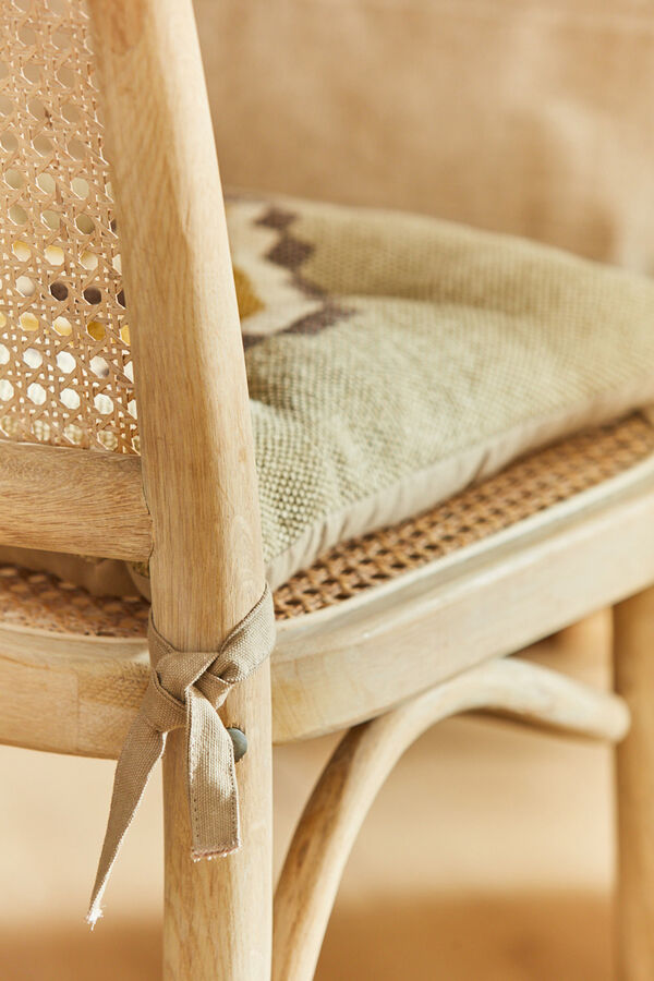 Calma House Solrac square mustard cotton dhurrie washable seat cushion r&aacute;vasalt mint&aacute;s