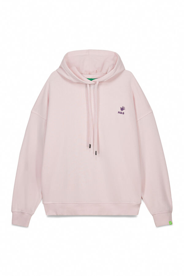 HI&BYE Pink cotton fleece hooded sweatshirt pink