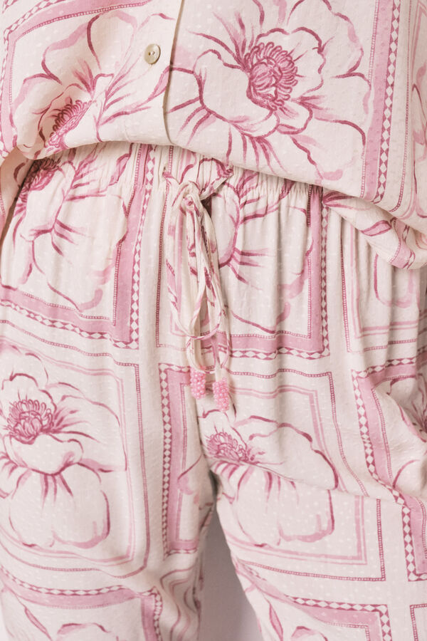 Women'secret Floral classic long pyjamas pink