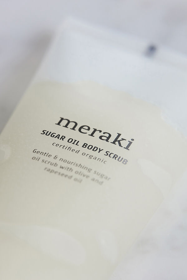 Meraki Exfoliante corporal de aceite y azúcar blanco