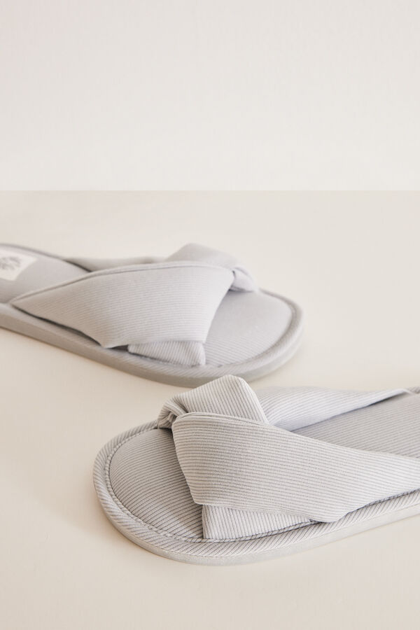 Womensecret Grey ribbed slippers grey