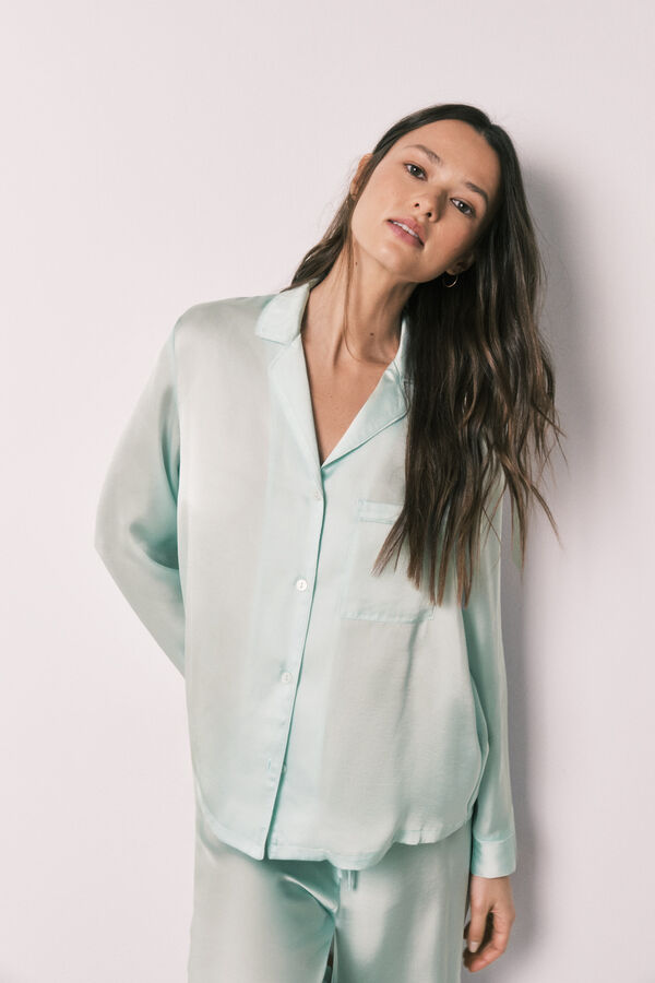 Women'secret Green satin classic long pyjamas green