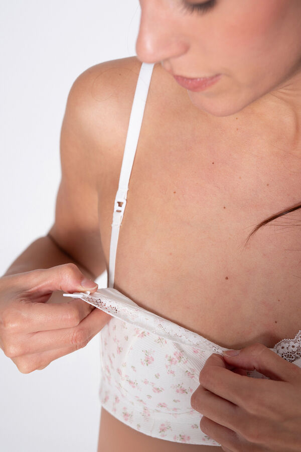 Ohma! Sujetador lactancia canalé estampado blanco