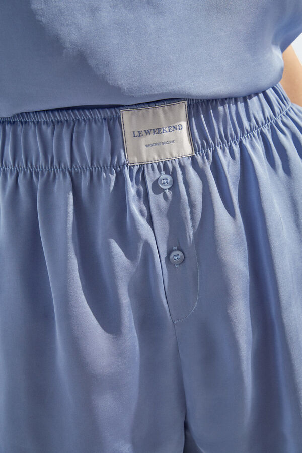 Womensecret Pyjama bretelles satin court bleu